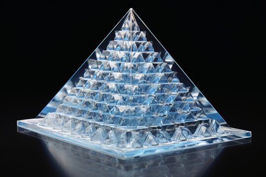 A 3D sierpinski pyramid made of glass.