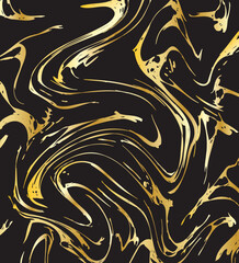 Golden abstract marble design on black background