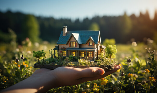 House on the hand against the backdrop of the natural landscape.
