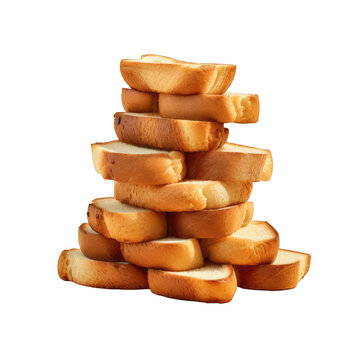 Mini toasts stacked on a isolated in transparent background