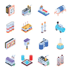 Trendy Pack of Factory Isometric Icons 

