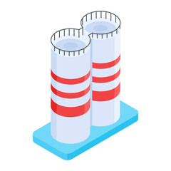 Modern isometric icon of refinery unit 