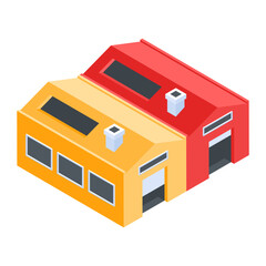 Easy to use isometric icon of industry building 