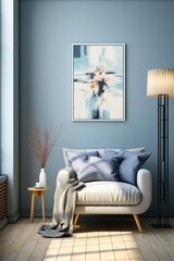 modern living room with sofa and wall beautifull art