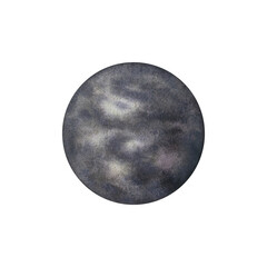 Cartoon of planet Mercury, solar system planets. The first planet of the solar system. Science and education. Watercolor illustration isolated on white background.