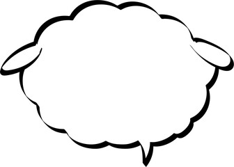 Black and white animal pet sheep speech bubble balloon icon sticker memo keyword planner text box banner, flat png transparent element design