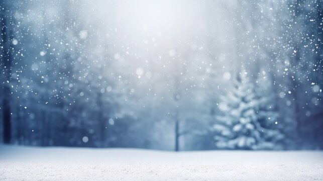 Winter forest natural background