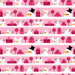 Christmas snowman seamless winter pattern for wrapping paper and fabrics and kids clothes print