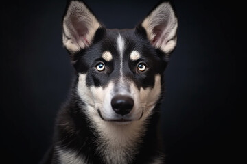 Obraz premium A dog looking at camera with black background