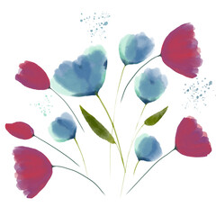 Watercolor floral illustration. Digital watercolor.