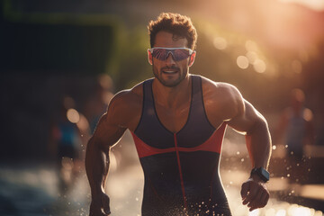 Athlete training for a triathlon - AI Generated