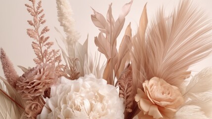 Whimsical Blooms: Soft-Colored Flowers on a White Canvas. Generated AI