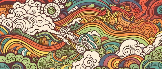 Fototapeta premium Background landscape pattern, with parallel lines illustration