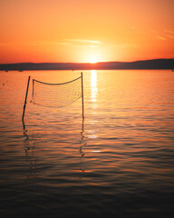 Amazing sunset over lake Balaton in summer