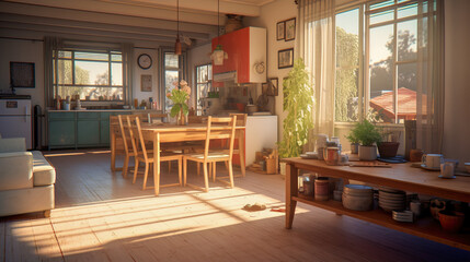 Fototapeta na wymiar Interior Of A House In The Morning