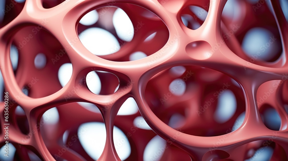 Poster a close up of a red object with holes in it. generative ai image.