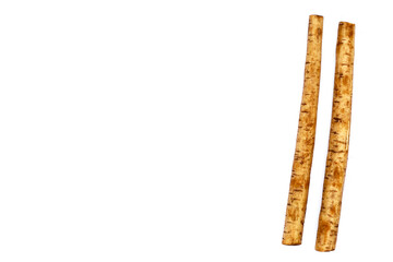 Burdock Root (Gobo) on white background.