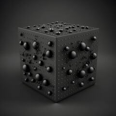 Black cube from small spheres on black bsckground