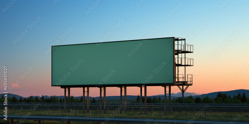 Poster an empty billboard on the side of the road. generative ai image.