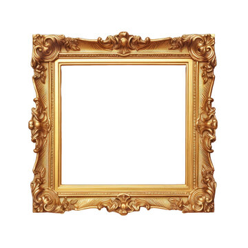 A picture displayed in an ornate frame made of gold finished wood