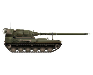 AHS Krab in realistic style. Polish self-propelled artillery. Polish weapons. Poland army. Military armored vehicle. Detailed colorful vector illustration isolated on white background. © Anton