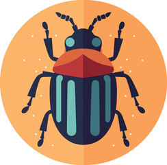 illustration of a bug, vector design isolated on white background, bug, circle and dots on seperate layers.