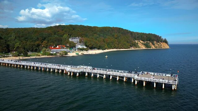 Aerial view of Gdynia Orlowo molo pier  Poland