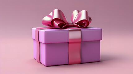 Pink Gift Box With Ribbon