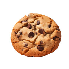 Chocolate chip cookie on transparent background