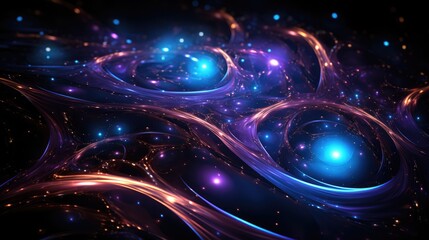 Obraz premium A blue swirl fractal pattern on a black bacground