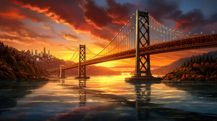 Sunset Over The Bridge Art 