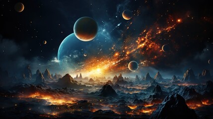 Surreal Solar System: A Celestial Canvas of Wonders and Imagination. Generative AI