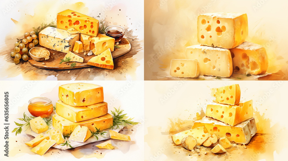 Wall mural collage of cheese