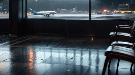 interior of a airport waiting room - Generative AI