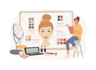 Makeup courses isolated concept vector illustration. Makeup artist training, beauty treatment courses, school certificate, cosmetics masterclass, professional online workshop vector concept.