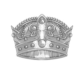  Illustration of the royal crown. High Detailed Vector Art. Vintage engraving style illustration