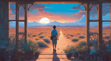 Fototapeta premium Tranquil Sunset over Beautiful Natural Landscape