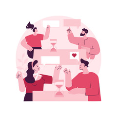 Blind date abstract concept vector illustration. Speed dating, online blind date service, first impression, surprise meeting, relationship search, single people, get coupled abstract metaphor.