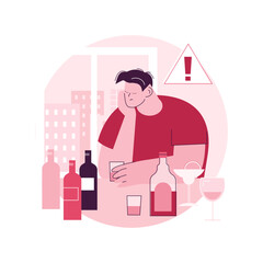 Drinking alcohol abstract concept vector illustration. Binge drinking, alcoholic beverage, alcohol abuse, addiction rehabilitation service, alcoholism therapy, health impact abstract metaphor.