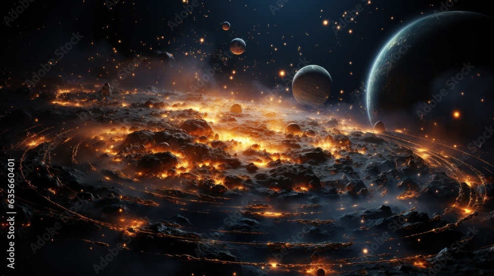 Wall mural surreal solar system: a celestial canvas of wonders and imagination. generative ai
