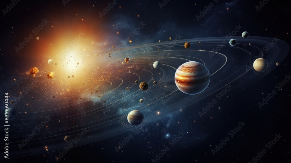 Wall mural surreal solar system: a celestial canvas of wonders and imagination. generative ai