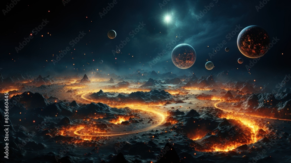 Wall mural surreal solar system: a celestial canvas of wonders and imagination. generative ai
