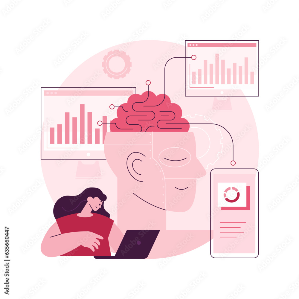 Poster artificial intelligence abstract concept vector illustration. ai, machine learning, artificial intel
