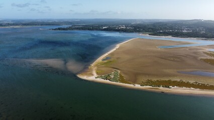 Drone shot of Foz do Arelho beach