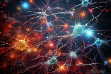 Fototapeta premium intricate neural dance amidst colored chaos, Generative AI