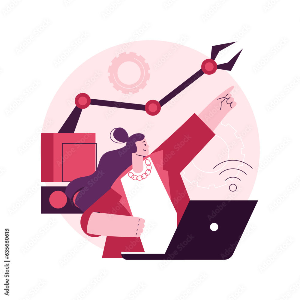 Poster remotely operated robots abstract concept vector illustration. remotely operated flexible robot, hum
