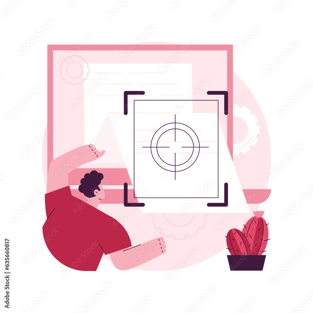 Poster vision and scope document abstract concept vector illustration. vision statement, scope document, ma