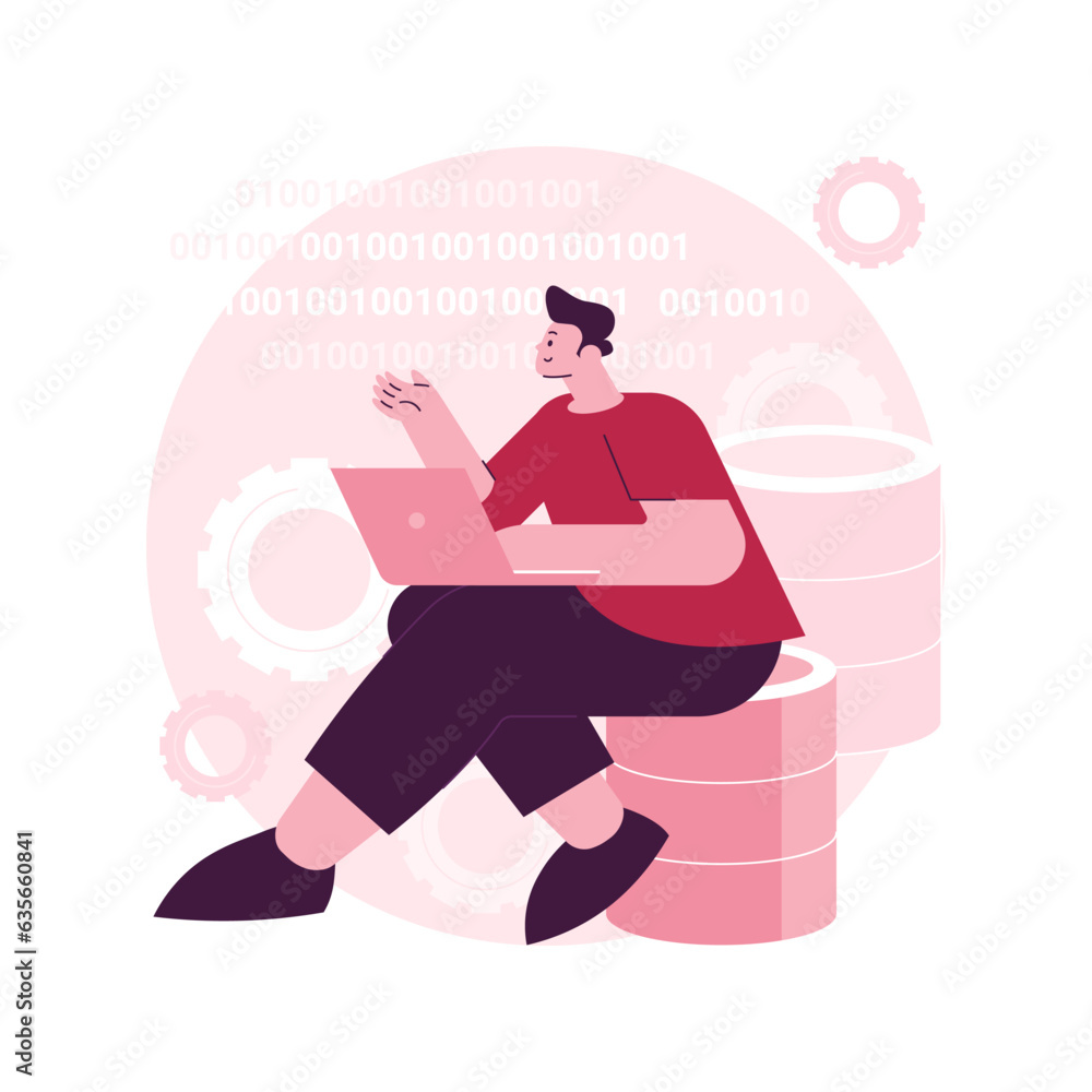 Poster big data applications abstract concept vector illustration. big data analytics app development, info