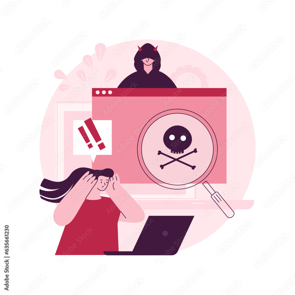 Poster malware abstract concept vector illustration. malicious software, computer virus, malware program, s