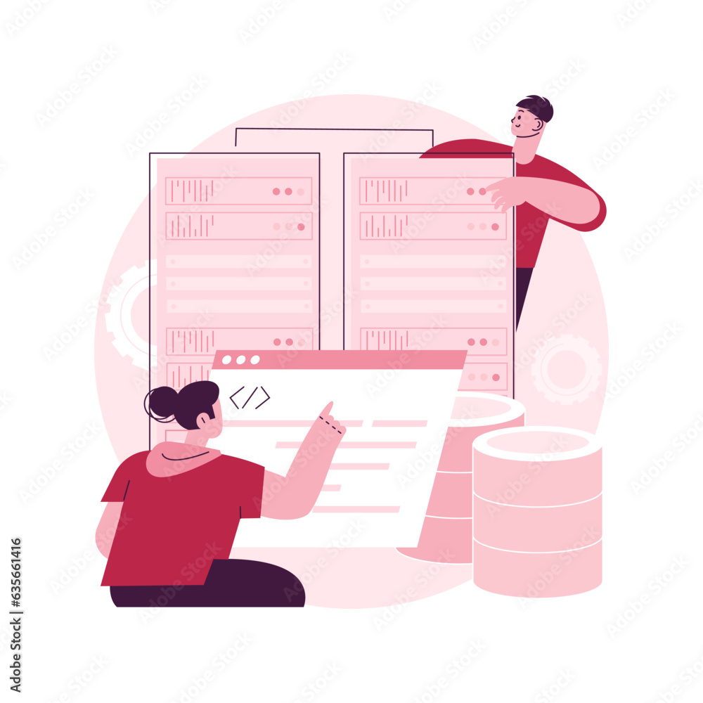 Poster big data job abstract concept vector illustration. database developers, careers in big data, talente